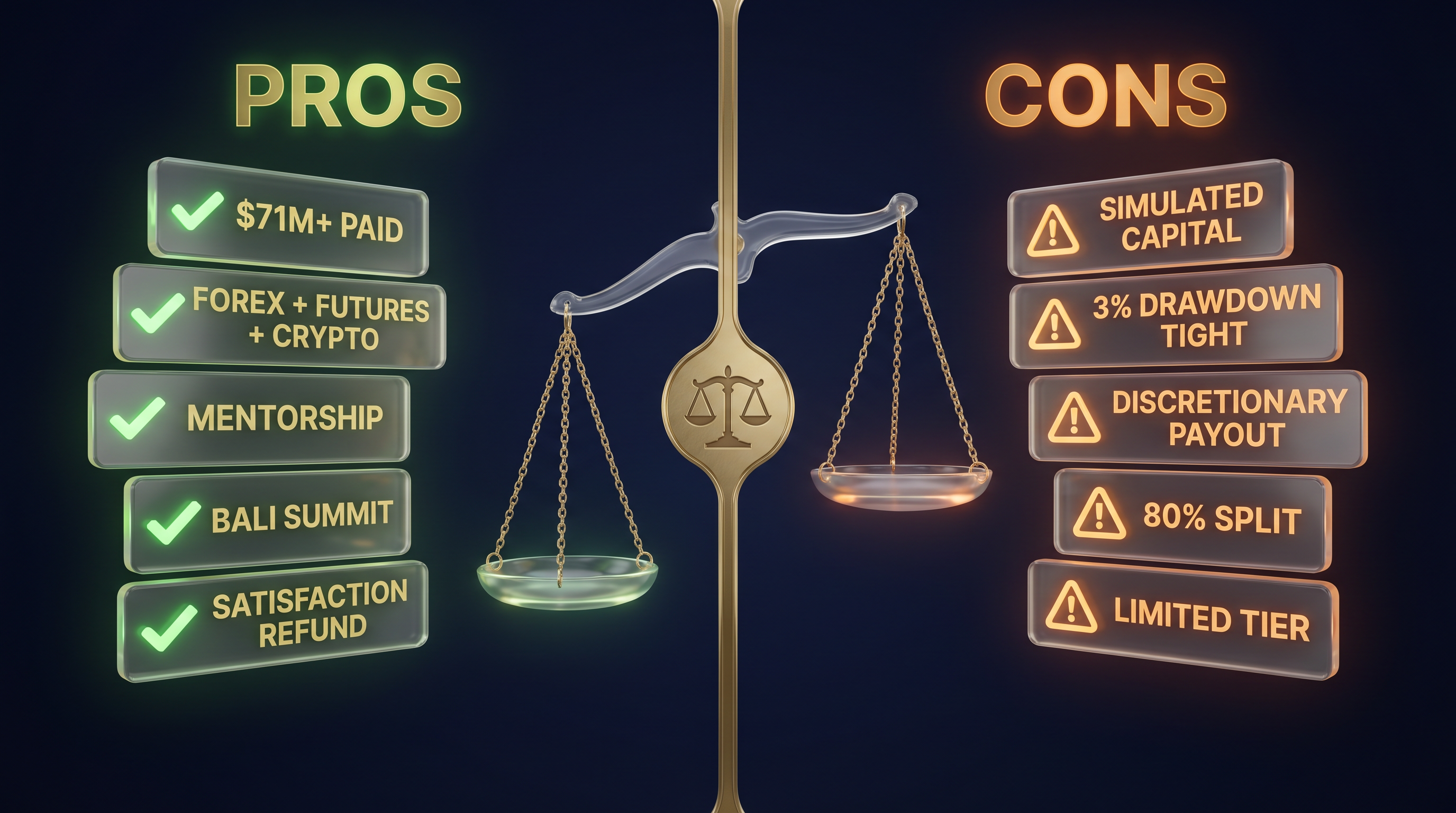 E8 Markets pros and cons comparison