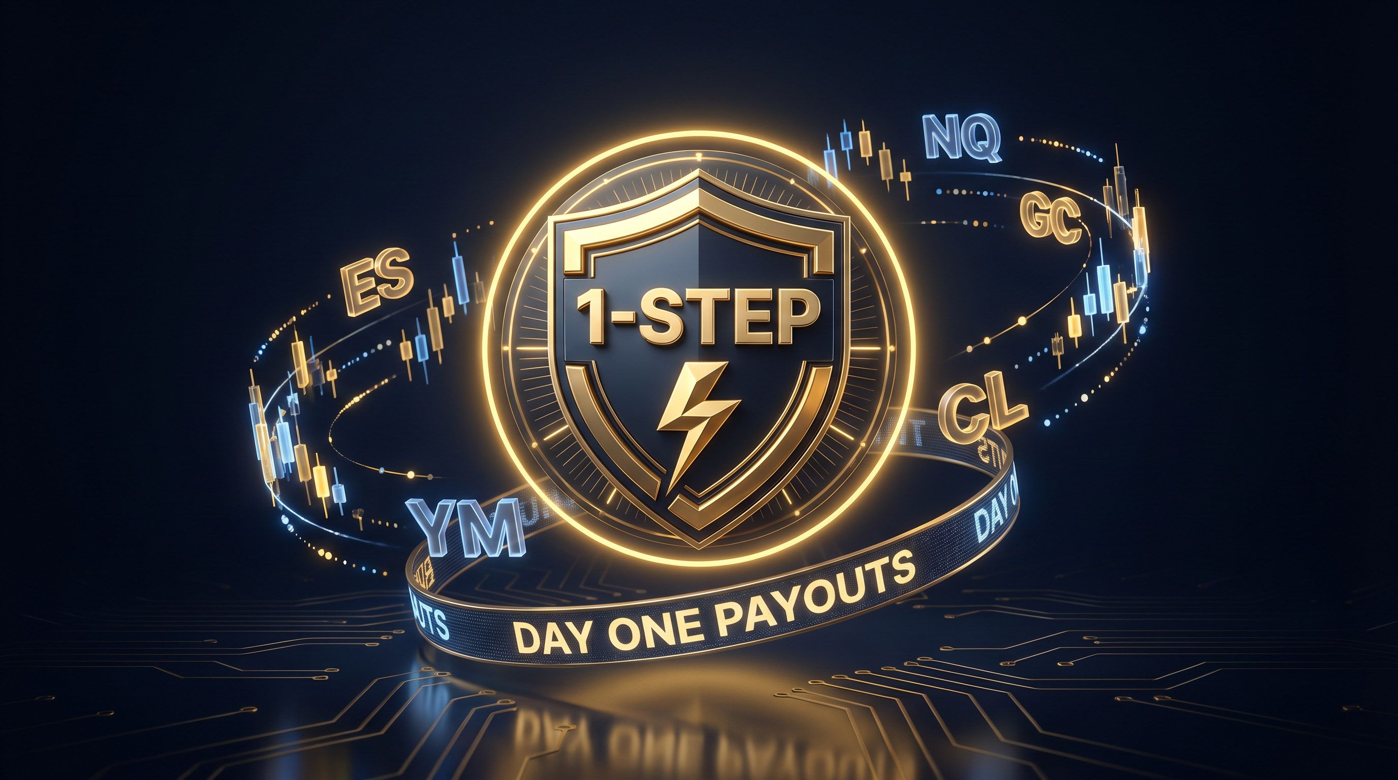 Take Profit Trader 1-Step futures prop firm review hero with day-one payouts banner
