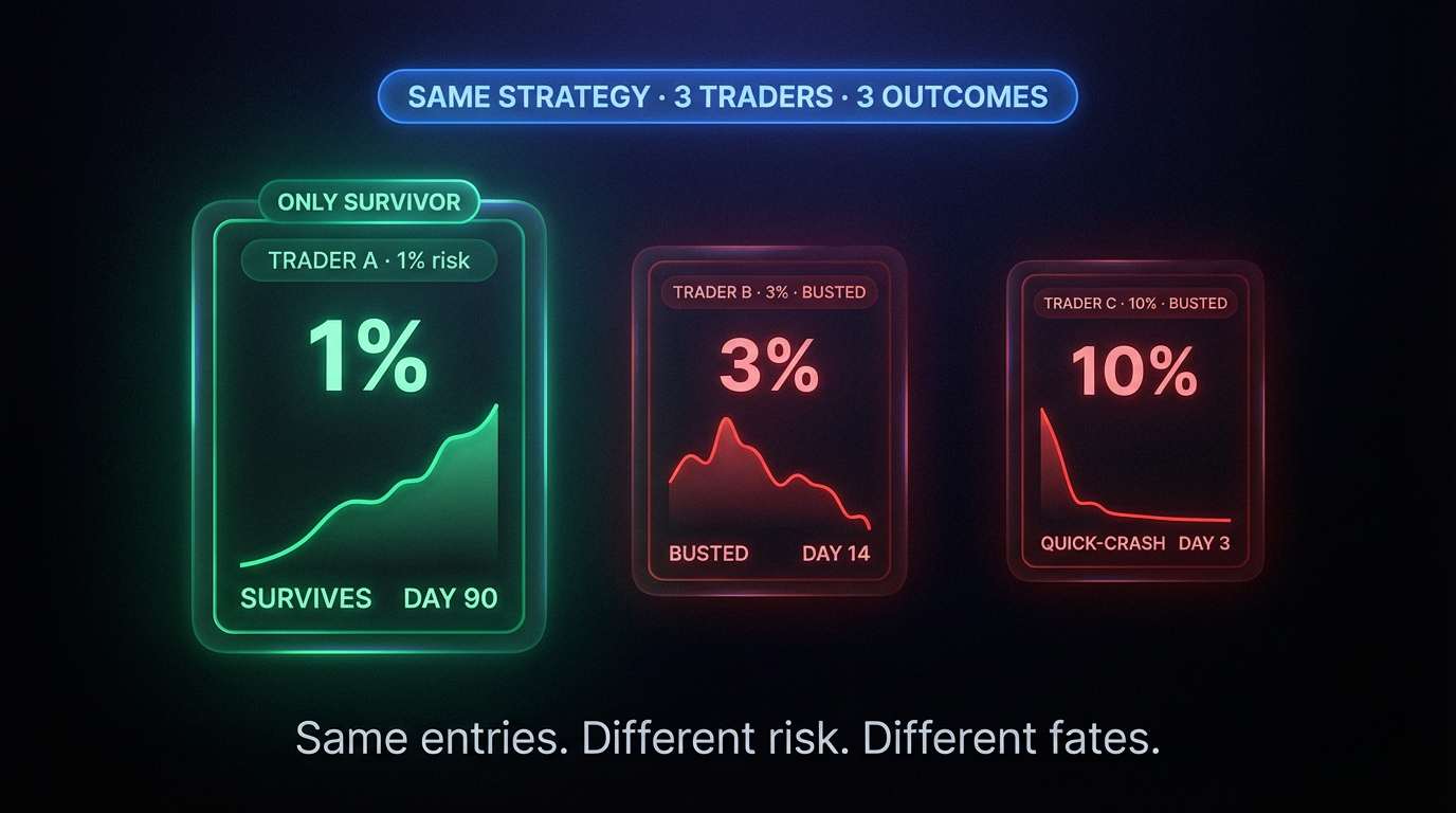 Três perfis de trader — iniciante, consistente e scaler — e qual encaixe em Prop Firm